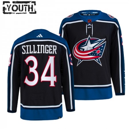 Columbus Blue Jackets Trikot Cole Sillinger 34 Adidas 2022-23 Schwarz Reverse Retro 2.0 Authentic - Kinder